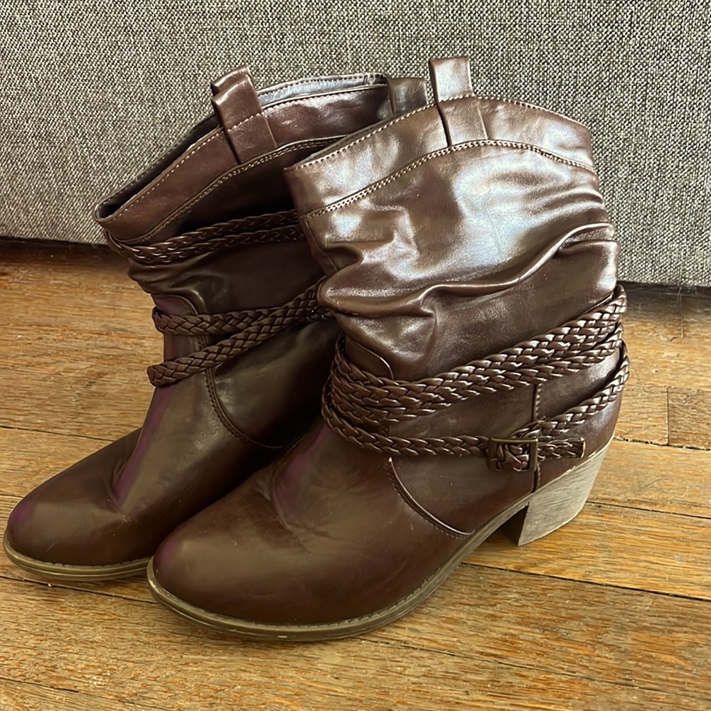 Chocolate brown heeled booties